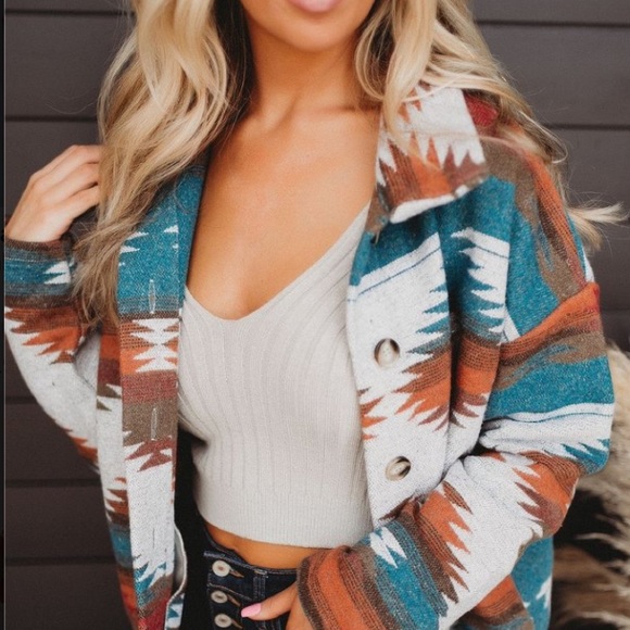 Last L New Soft Comfy Bohemian Aztec Southwest Sedona Pattern lightweight Jacket - Picture 14 of 16